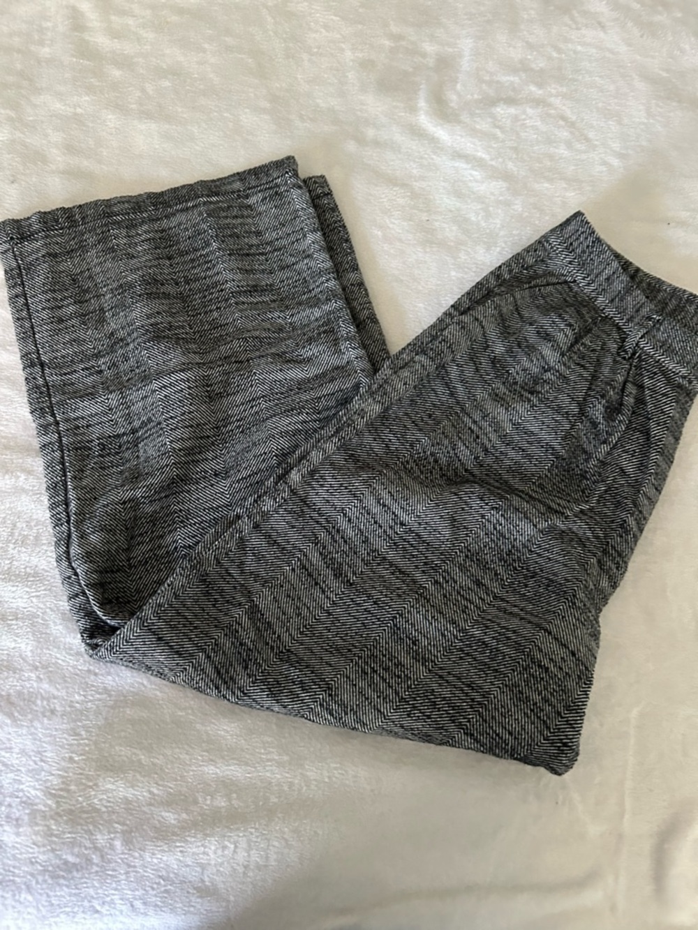 Urban Outfitters Black and Gray Herringbone Wide-Leg Pants